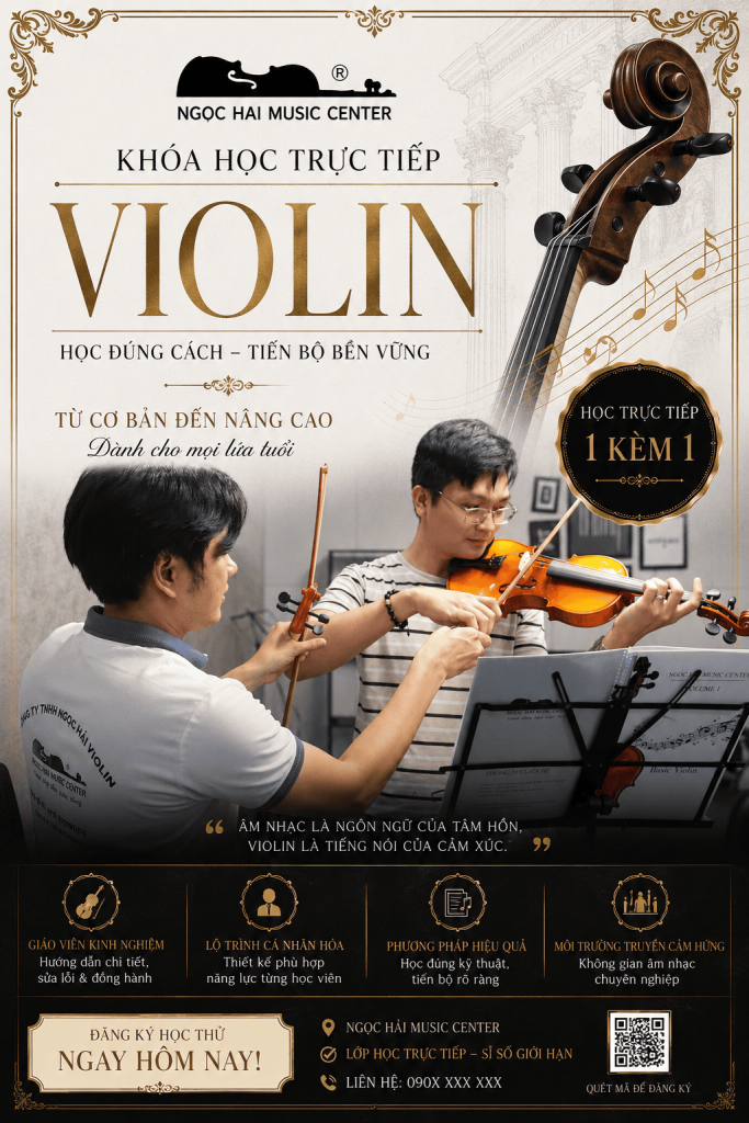 poster khoa hoc violin truc tiep Ngọc Hải Music Center