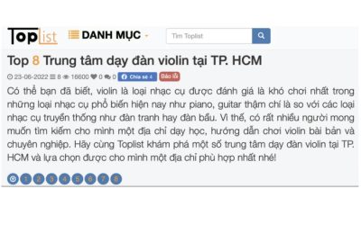 Ngọc Hải Music Center thuộc ToP 8 Trung tâm dạy đàn violin tốt nhất Tphcm