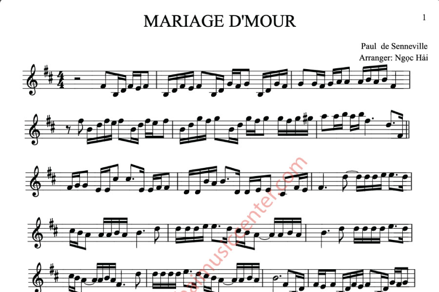 Sheet nhạc violin Mariage D'amour