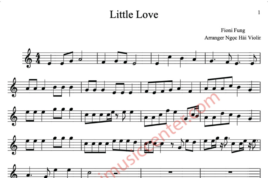 Sheet nhạc Little Love - Fionia